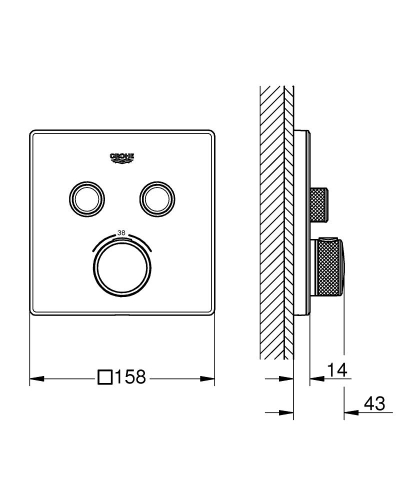 Grohe Grohtherm Smartcontrol Çift Valfli Akış Kontrollü, Ankastre Termostatik Duş Bataryası Beyaz - 29156LS0 - Thumbnail