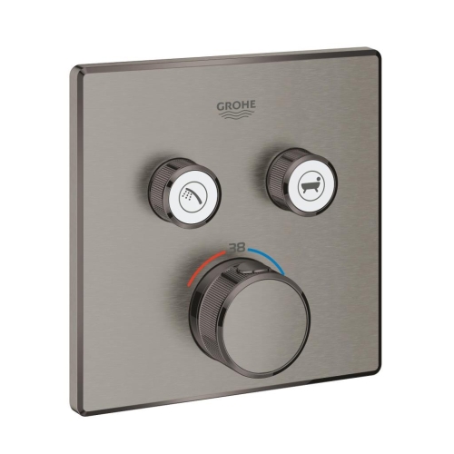 Grohe Grohtherm Smartcontrol Çift Valfli Akış Kontrollü, Ankastre Termostatik Duş Bataryası Brushed Hard Graphite -29124AL0