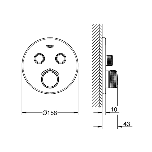 Grohe Grohtherm Smartcontrol Çift Valfli Akış Kontrollü, Ankastre Termostatik Duş Bataryası Brushed Warm Sunset - 29119DL0 - 3
