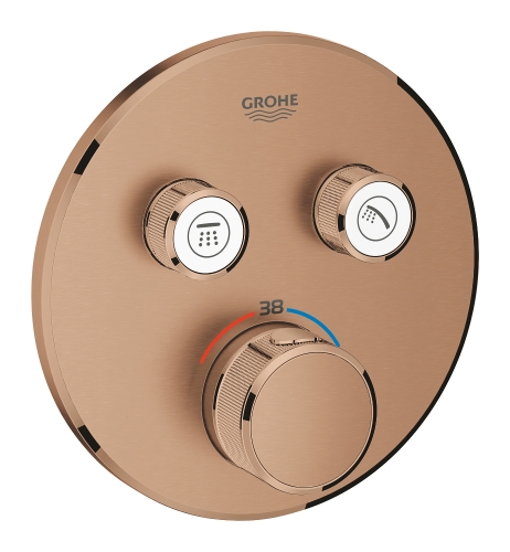 Grohe Grohtherm Smartcontrol Çift Valfli Akış Kontrollü, Ankastre Termostatik Duş Bataryası Brushed Warm Sunset - 29119DL0 - 7
