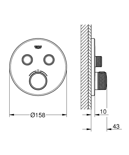 Grohe Grohtherm Smartcontrol Çift Valfli Akış Kontrollü, Ankastre Termostatik Duş Bataryası Brushed Warm Sunset - 29119DL0 - 8