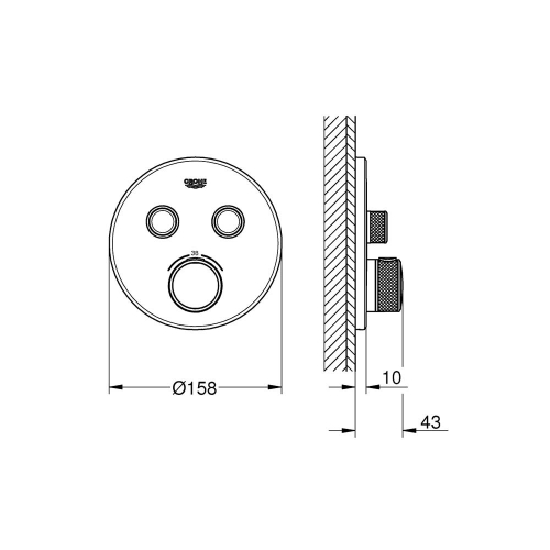 Grohe Grohtherm Smartcontrol Çift Valfli Akış Kontrollü, Ankastre Termostatik Duş Bataryası Warm Sunset - 29119DA0 - Thumbnail
