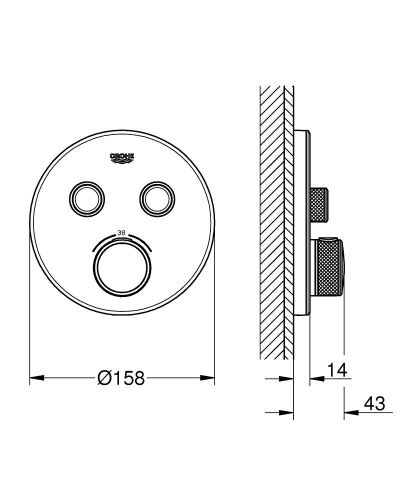 Grohe Grohtherm Smartcontrol Çift Yönlü Ankastre Termostatik Duş Bataryası Beyaz - 29151LS0 - 2