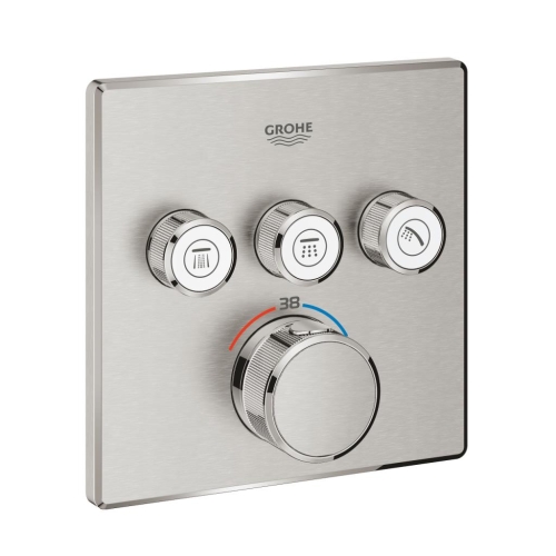Grohe Grohtherm Smartcontrol Üç Noktadan Akış Kontrollü Kumanda SuperSteel - 29126DC0 - Thumbnail
