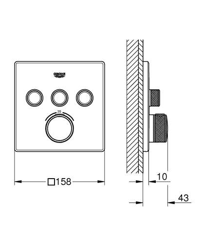Grohe Grohtherm Smartcontrol Üç Noktadan Akış Kontrollü Kumanda SuperSteel - 29126DC0 - 2
