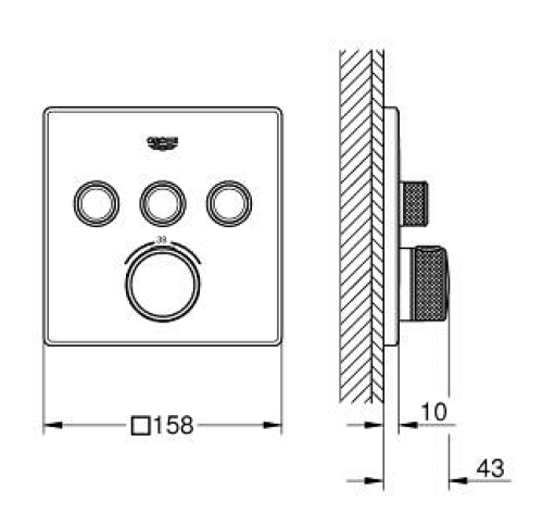 Grohe Grohtherm Smartcontrol Üç Valfli Akış Kontrollü, Ankastre Termostatik Duş Bataryası - 29126A00 - Thumbnail