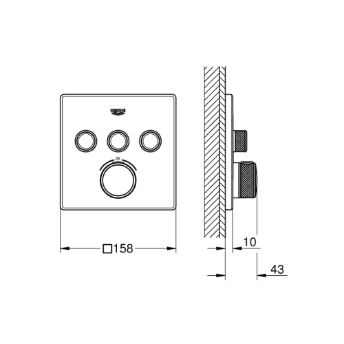 Grohe Grohtherm Smartcontrol Üç Valfli Akış Kontrollü, Ankastre Termostatik Duş Bataryası - 29126Dl0 - Thumbnail