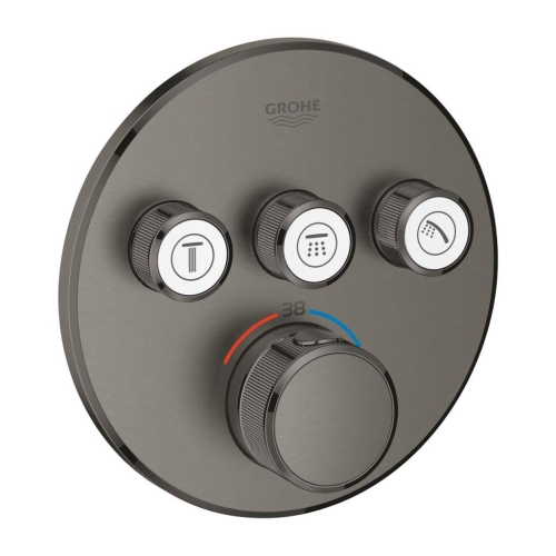 Grohe Grohtherm Smartcontrol Üç Valfli Akış Kontrollü, Ankastre Termostatik Duş Bataryası Brushed Hard Graphite -  29121AL0