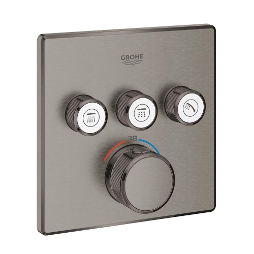 Grohe Grohtherm Smartcontrol Üç Valfli Akış Kontrollü, Ankastre Termostatik Duş Bataryası Brushed Hard Graphite - 29126AL0