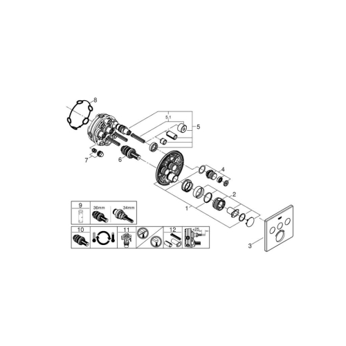 Grohe Grohtherm Smartcontrol Üç Valfli Akış Kontrollü, Ankastre Termostatik Duş Bataryası Brushed Hard Graphite - 29126AL0 - Thumbnail