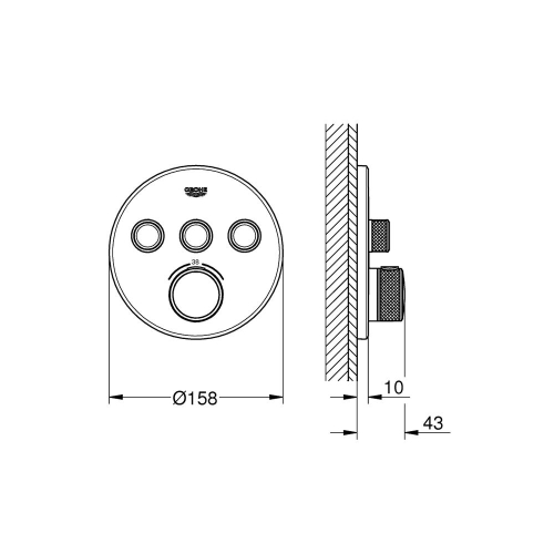 Grohe Grohtherm Smartcontrol Üç Valfli Akış Kontrollü, Ankastre Termostatik Duş Bataryası Brushed Warm Sunset - 29121DL0 - 4