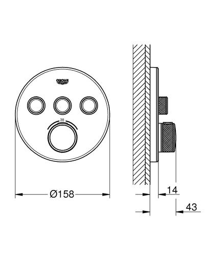 Grohe Grohtherm Smartcontrol Üç Yollu Yön Değiştiricili Ankastre Termostatik Duş Bataryası Beyaz - 29904LS0 - 4