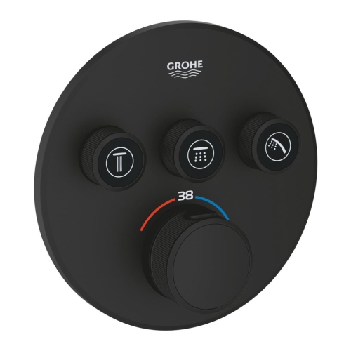 Grohe - Grohe Grohtherm Smartcontrol Üç Yönlü Ankastre Termostatik Duş Bataryası Mat Siyah - 29508KF0