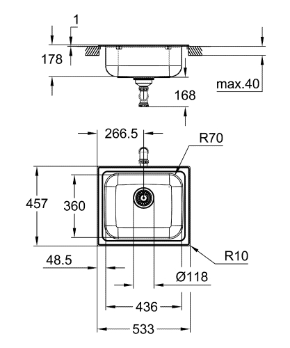 Grohe K200 Paslanmaz Çelik Eviye Paslanmaz Çelik – 31719SD0 - Thumbnail