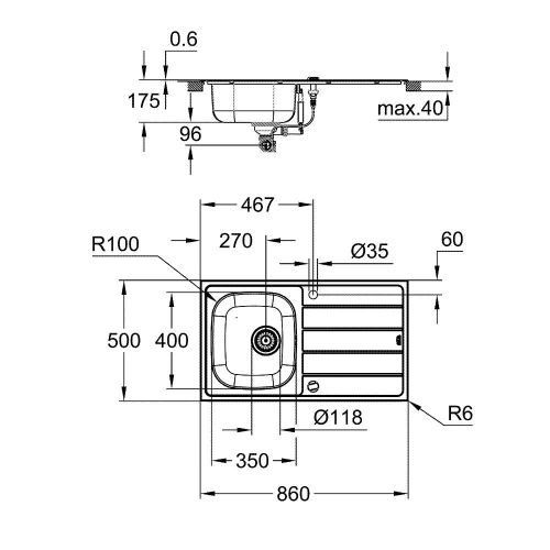 Grohe K200 Paslanmaz Çelik Süzgeçli Eviye Paslanmaz Çelik - 31552SD1 - 4
