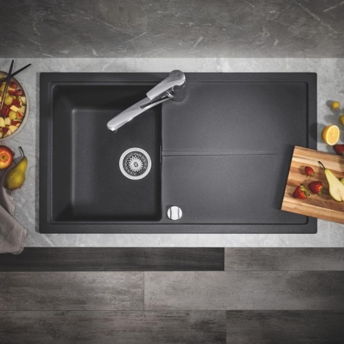 Grohe K400 Kuvars Kompozit Eviye 50 -C 86/50, Granit Siyah Rengi - 31640AP0 - Thumbnail