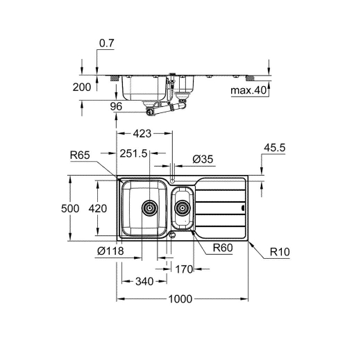 Grohe K500 Damlalıklı Eviye Paslanmaz Çelik - 31572SD1 - 4
