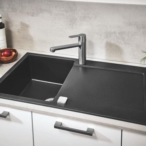 Grohe K500 Kuvars Kompozit Eviye 60 -C 100/50, Granit Siyah Rengi - 31645AP0 - Thumbnail