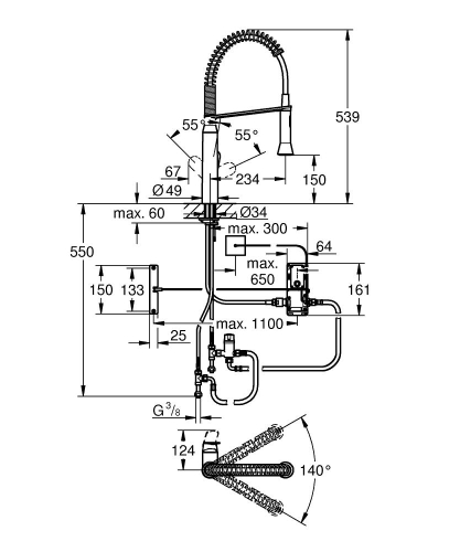 Grohe K7 Foot Control Elektronik Tek Kumandalı Eviye Bataryası Krom - 30312000 - Thumbnail