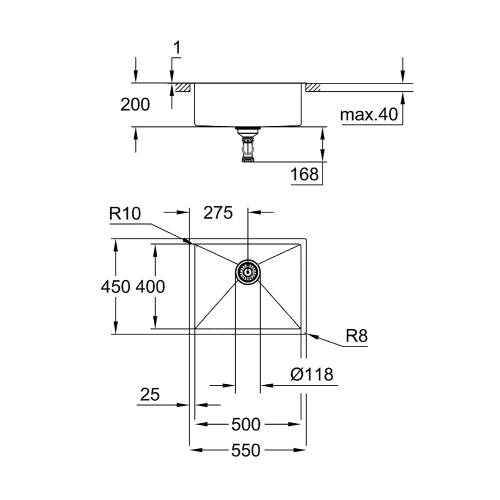 Grohe K700 P.Çelik Eviye 60-S 55/45 Paslanmaz Çelik - 31726SD0 - 3