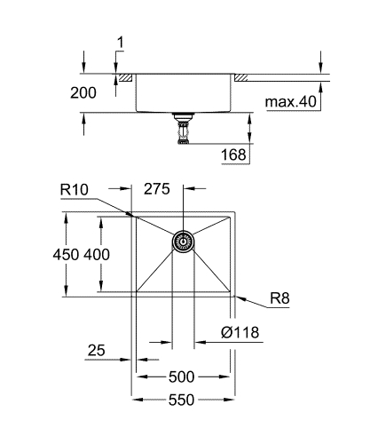 Grohe K700 P.Çelik Eviye 60-S 55/45 Paslanmaz Çelik - 31726SD0 - 8