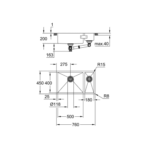 Grohe K700U Eviye Paslanmaz Çelik - 31575SD1 - Thumbnail