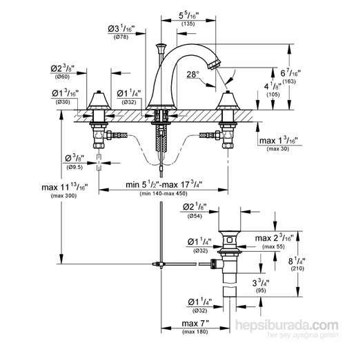 Grohe Kensington 3 Delikli Lavabo Bataryası - 20124000 - Thumbnail