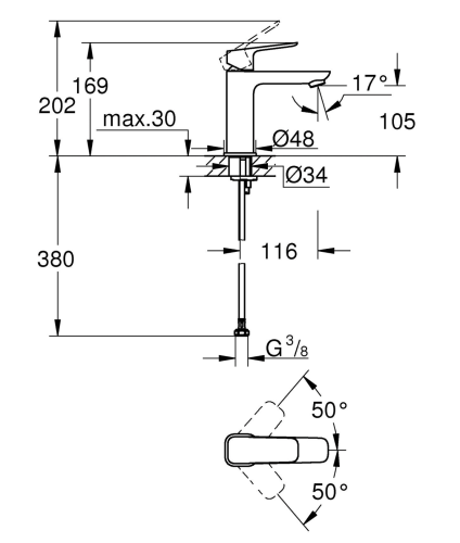 Grohe Lavabo Bataryası Cubeo M-Boyut Krom - 1017550000 - Thumbnail