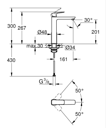Grohe Lavabo Bataryası Cubeo XL-Boyut Mat Siyah – 1017292430 - Thumbnail