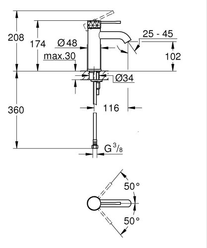 Grohe Lavabo Bataryası Essence S-Boyut Br. Crafted Warm Sunset - 24172DE1 - Thumbnail