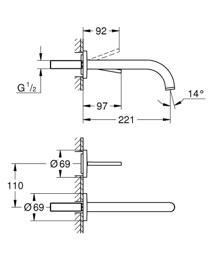 Grohe Lavabo Bataryası İki Delikli Duvardan Atrio Warm Sunset - 29406DA0 - Thumbnail