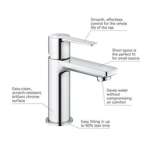 Grohe Lavabo Bataryası Lineare XS-Boyut Krom - 23791001 - Thumbnail
