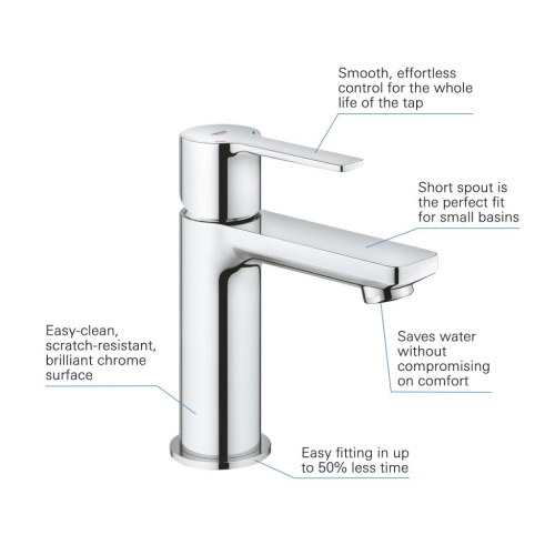 Grohe Lavabo Bataryası Lineare XS-Boyut Krom - 23791001 - Thumbnail