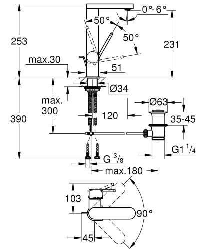 Grohe Lavabo Bataryası Plus L-Boyut Krom - 23851003 - 2