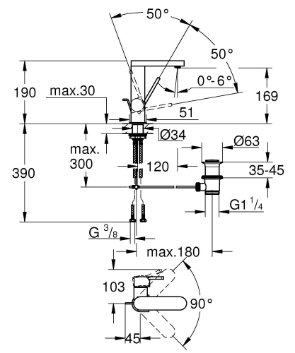 Grohe Lavabo Bataryası Plus M-Boyut Krom - 23871003 - Thumbnail