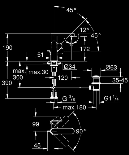 Grohe Lavabo Bataryası Plus M-Boyut Krom – 23871004 - Thumbnail