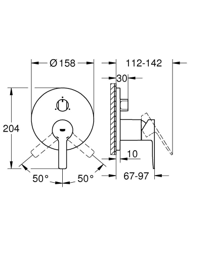 Grohe Lineare Ankastre Banyo Duş Bataryası 3 Çıkışlı Divertörlü Brushed Hard Graphite - 24095AL1 - Thumbnail