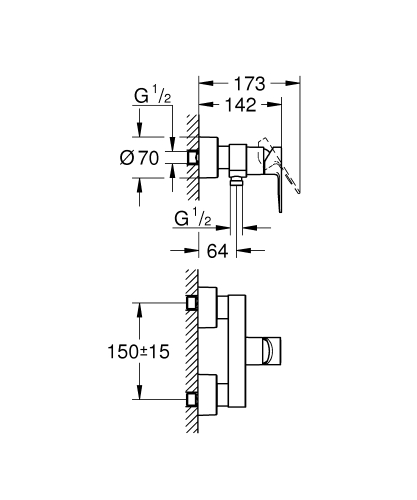Grohe Lineare Duş Bataryası Krom - 33865001 - Thumbnail
