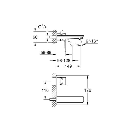 Grohe Lineare İki Delikli Lavabo Bataryası M-Boyut Brushed Hard Graphite -19409AL1 - 4