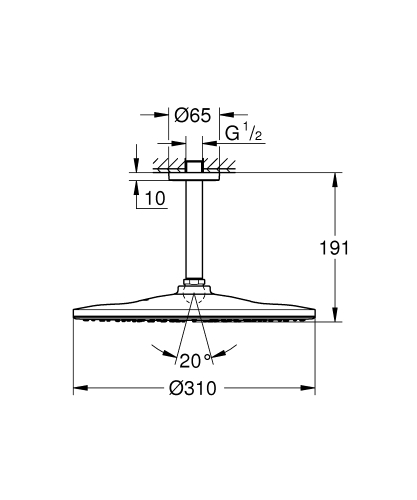 Grohe Rainshower 310 Tepe Duşu Set 142 Mm, 1 Akışlı Cool Sunrise – 26560GL0 - Thumbnail