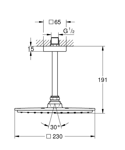 Grohe Rainshower Allure 230 Tepe Duşu Seti 154 mm, 1 Akışlı- 26065000 - Thumbnail