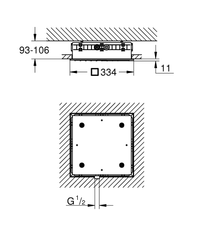 Grohe Rainshower Aqua Mono Gömme Tavan Duşu 33,4X33,4 cm – 26731000 - Thumbnail