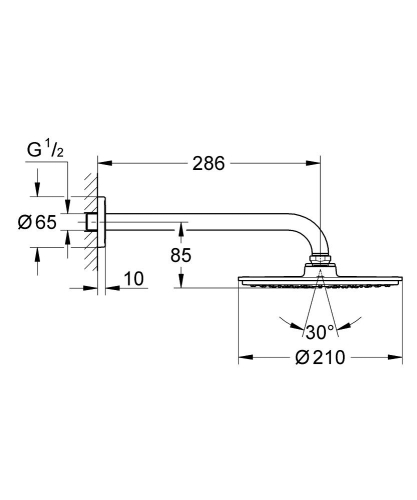 Grohe Rainshower Cosmo. 210 Tepe Duşu Seti 286 mm, 1 Akışlı-26062000 - Thumbnail