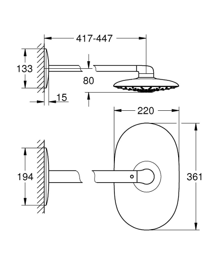 Grohe Rainshower Duo 360 Tepe Duşu seti, 2 Akışlı, Krom-Beyaz- 26254LS0 - 2