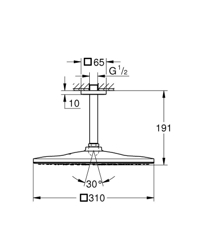 Grohe Rainshower Mono 310 Cube Tepe Duşu Seti 142 mm, 1 akışlı- 26566000 - 3
