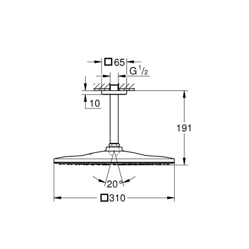 Grohe Rainshower Mono 310 Cube Tepe Duşu Seti 142 Mm, Tek Akışlı Brushed Hard Graphite - 26566AL0 - Thumbnail