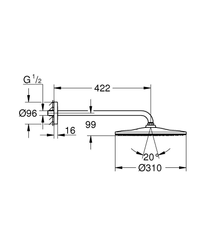 Grohe Rainshower Mono 310 Tepe Duşu Set 422 Mm, 1 Akışlı Brushed Warm Sunset – 26558DL0 - Thumbnail