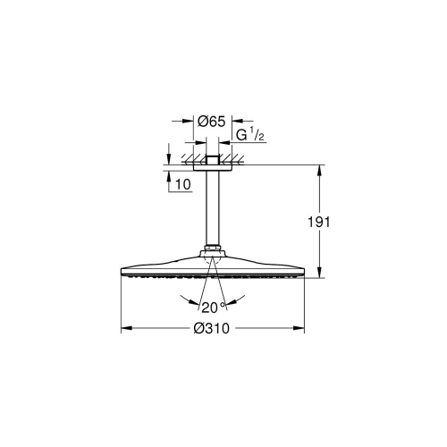 Grohe Rainshower Mono 310 Tepe Duşu Seti 142 Mm, Tek Akışlı - 26559000 - Thumbnail