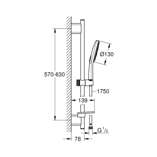 Grohe Rainshower SmartActive 130 Duş Seti 3 Akışlı Beyaz - 26577LS0 - Thumbnail