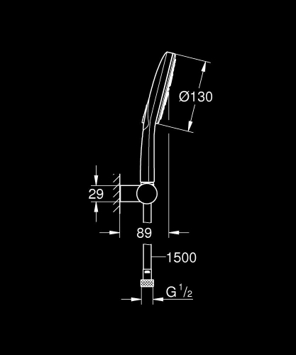 Grohe Rainshower SmartActive 130 El Duşu Seti Rain, Jet, ActiveMassage – 26580000 - Thumbnail